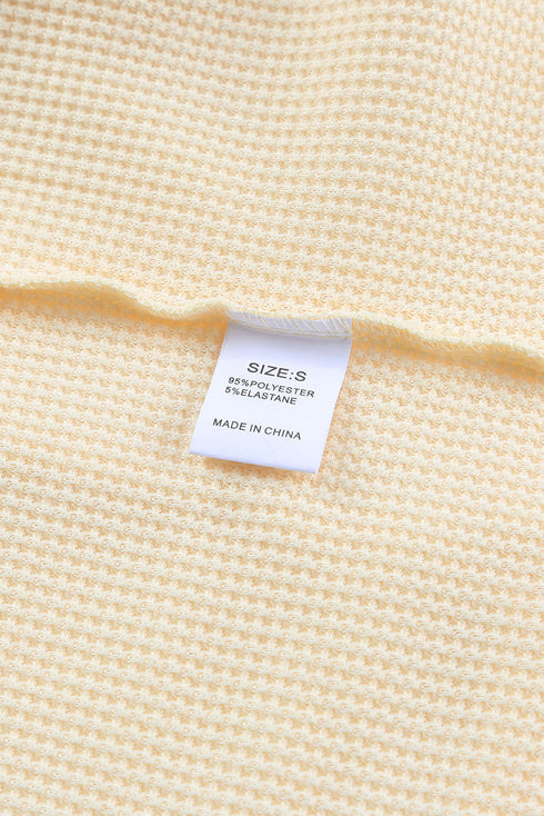 Scoop Neck Puff Sleeve Waffle Knit Top